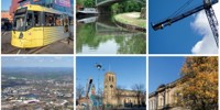 Collage of twelve urban scenes across Greater Manchester